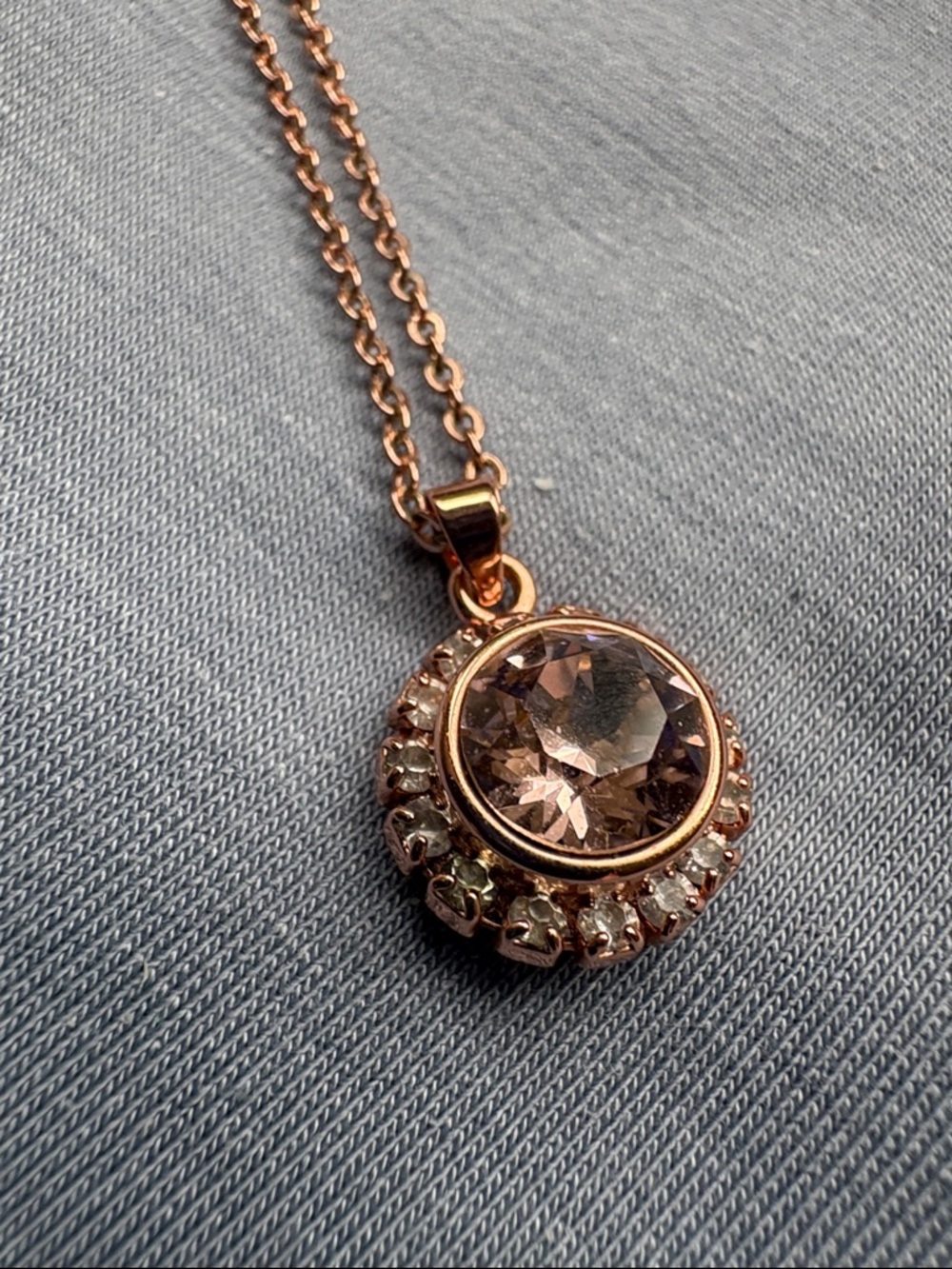 Rose Halo Pendant Necklace with Champagne Crystal